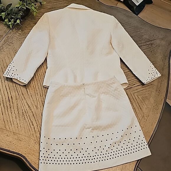 Alberto Makali white blazer jacket skirt set size  4 Vintage - Picture 14 of 15